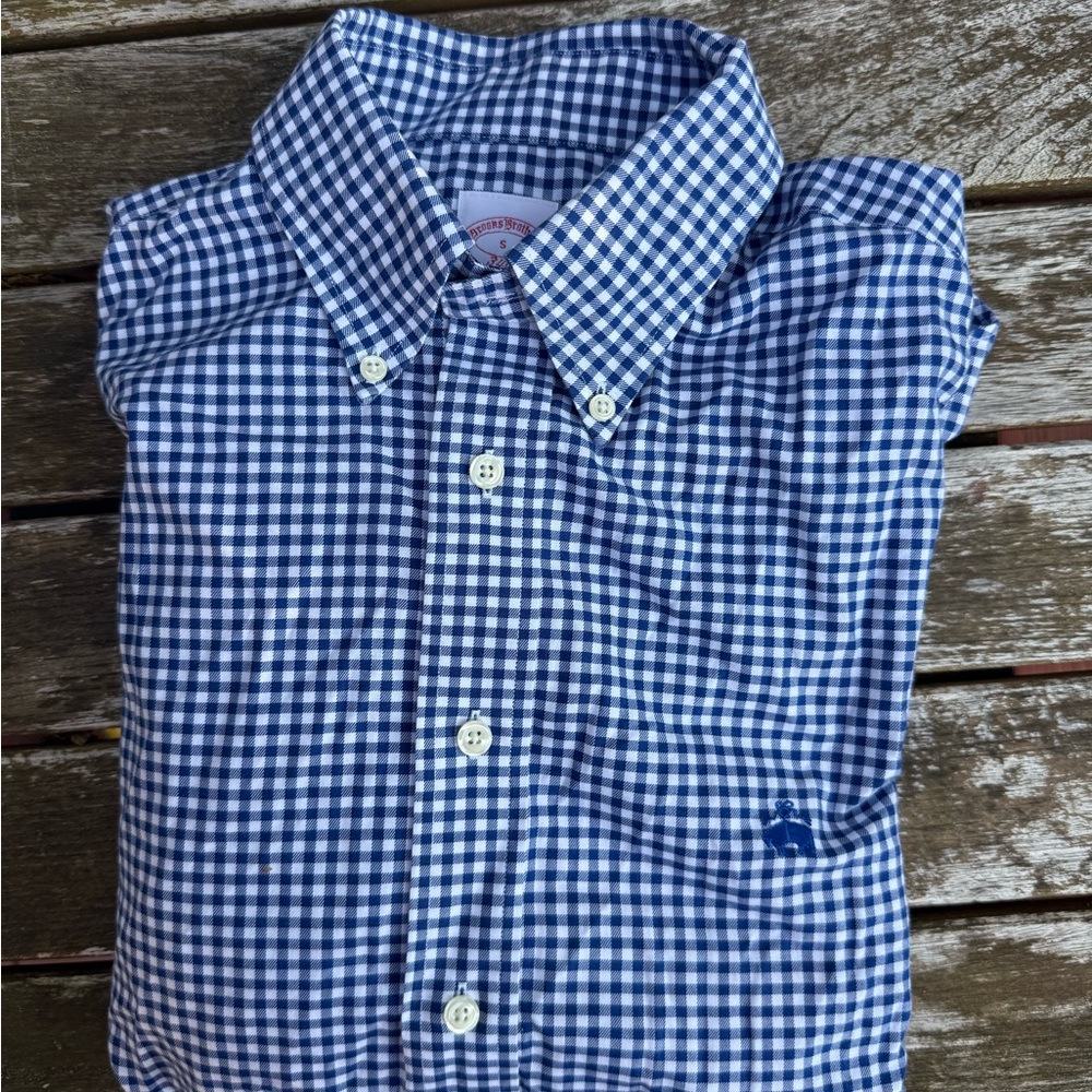 Brooks Brothers Navy Checkered Button Down Shirt - Picture 4 of 6